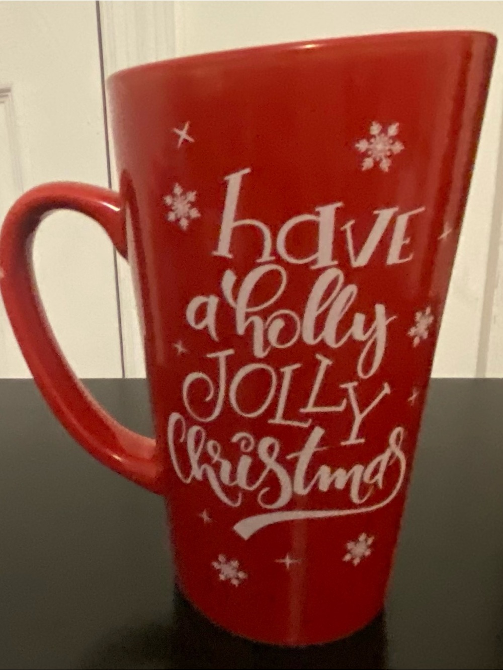 Festive Red Holiday Mug with 'Have a Holly Jolly Christmas' Script